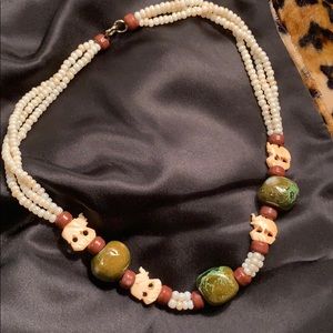 3for$15 Vintage stone and pearl elephant necklace